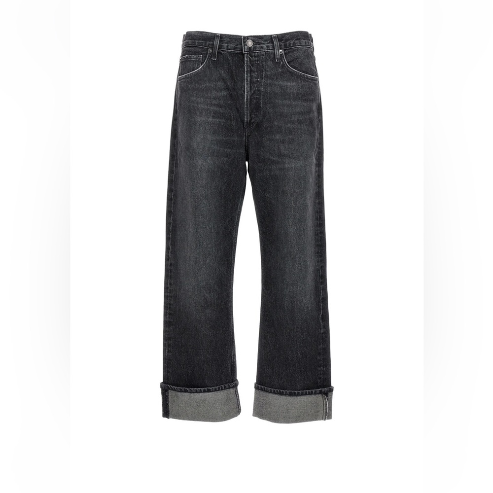 Agolde Fran Dark Gray/Black Relaxed Jeans